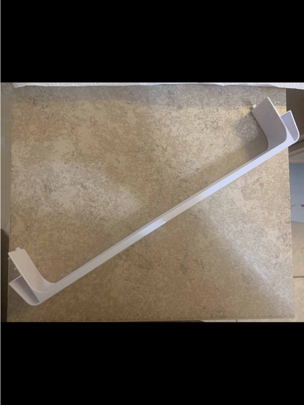HAIER” White Refrigerator Door Bin Holder. 14”L x 3”W. Used in mini refrigerator